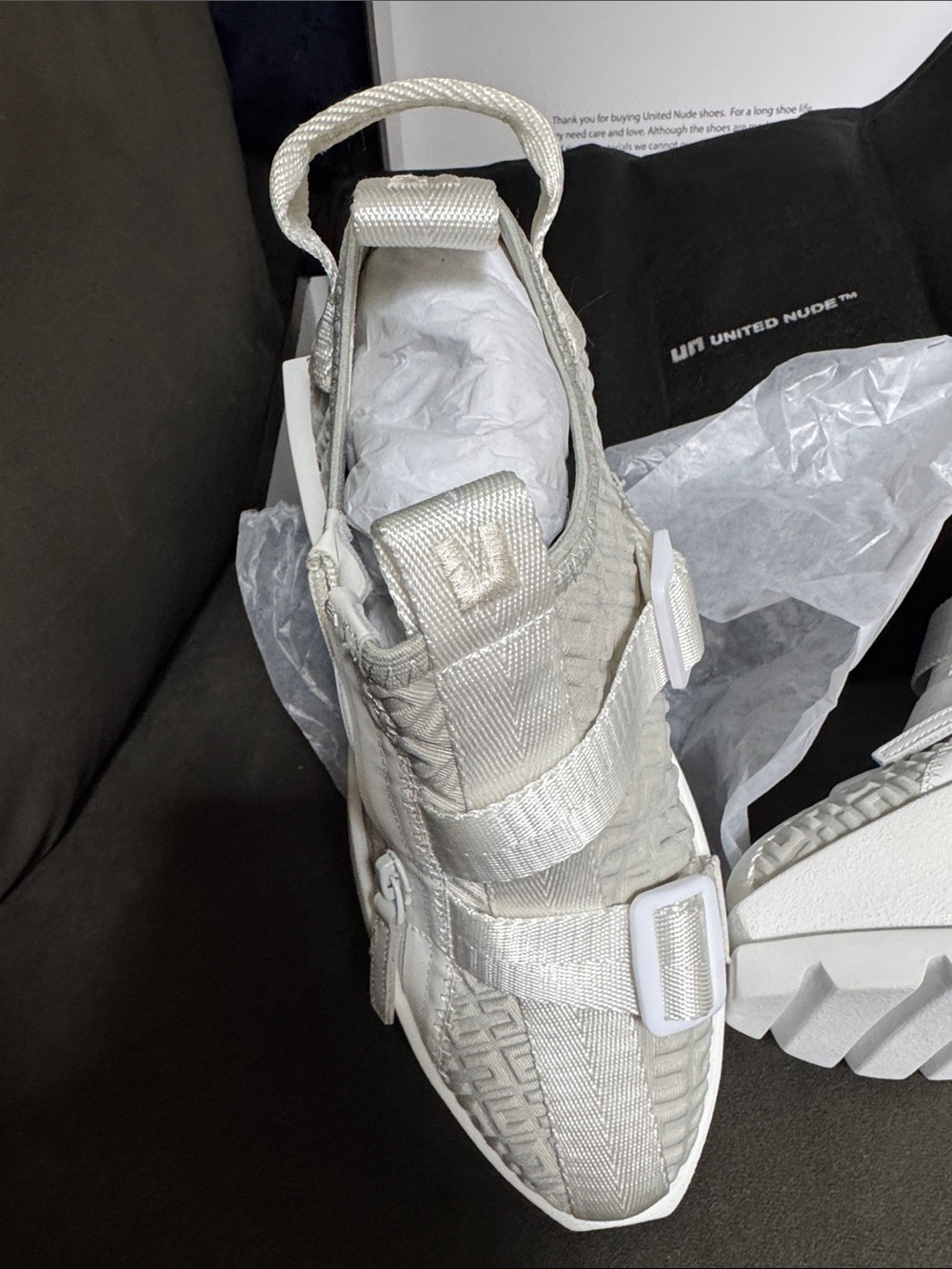 United Nude Off-White Textured Platform Sneakers - Picture 3 of 8